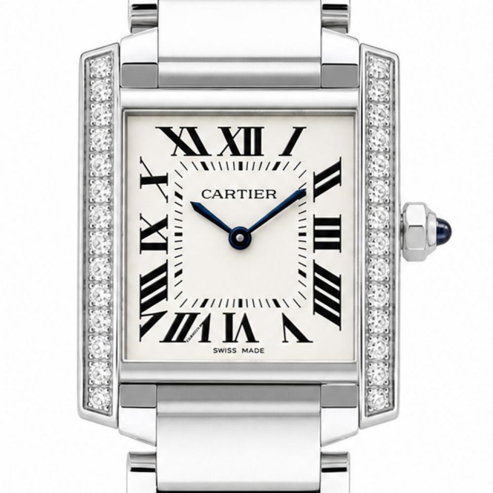 Cartier Tank Française Midsize WSTA0005 Diamond Bezel Watch